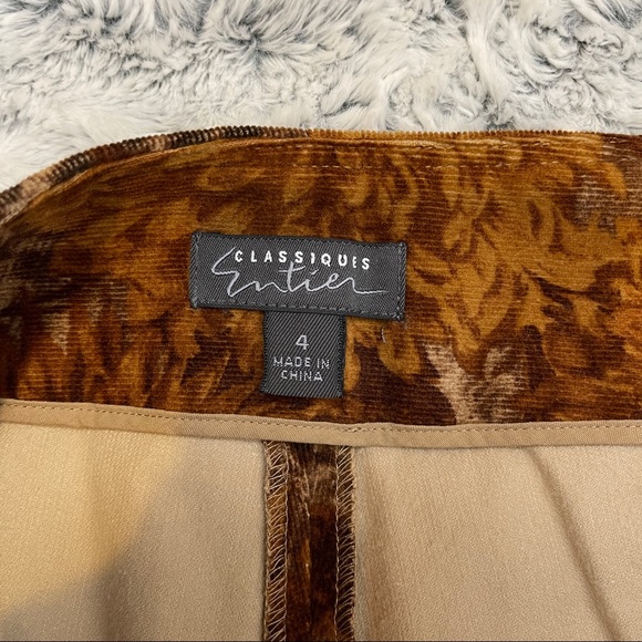 🍂 ✨HOST PICK✨ VTG Velvet Classiques Entier Pants Boot Cut Brown Floral Leopard - Picture 3 of 16